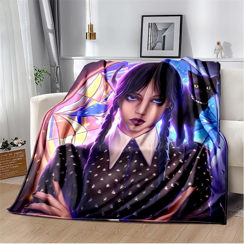 

Dark Gothic Girl Collage Print Flannel Blanket, Black & White Throw Blanket 80cm x 120cm