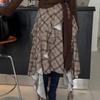 2026 Korean Chic Retro Plaid Asymmetrical Skirt