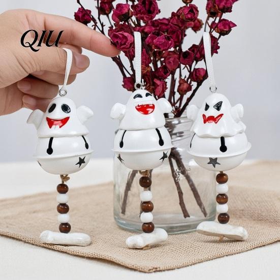 Halloween Hanging Decorations Ghost Bell Decor, Cute Resin Door Ornament with Star Base, Decor for Home Spooky Festive Hanger Party, Trick or