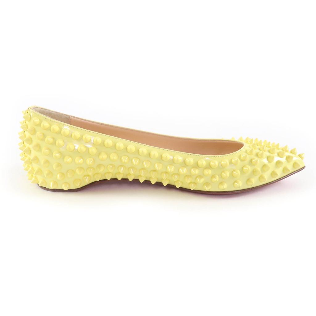 Ausgezeichnete Christian Louboutin Pumps mit Nieten, spitze Ballerinas, gelb, Damen 35, gebraucht