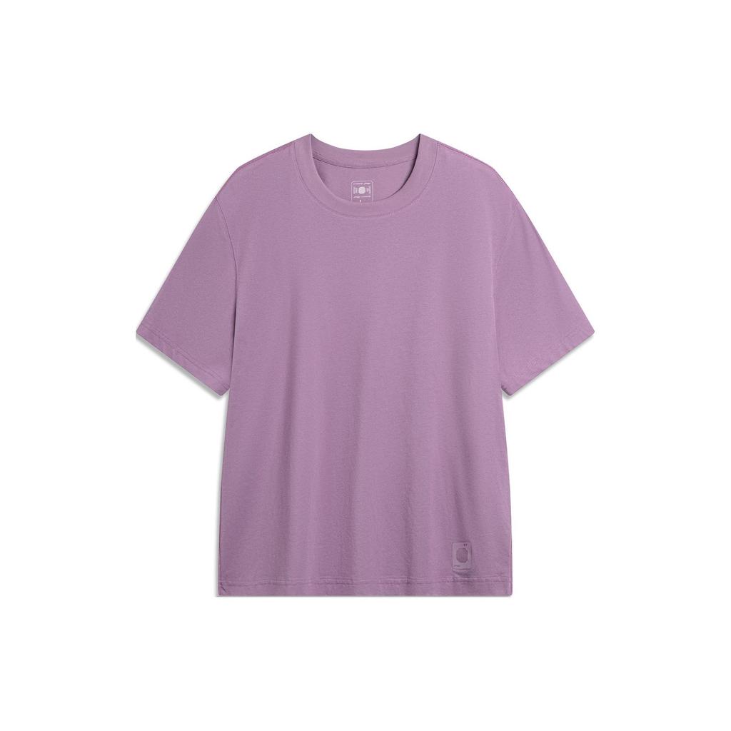 Li Ning China Color Series Solid Color Round Neck Short Sleeve T-Shirt Men Tops Purple-Bamboo AHSU297-5