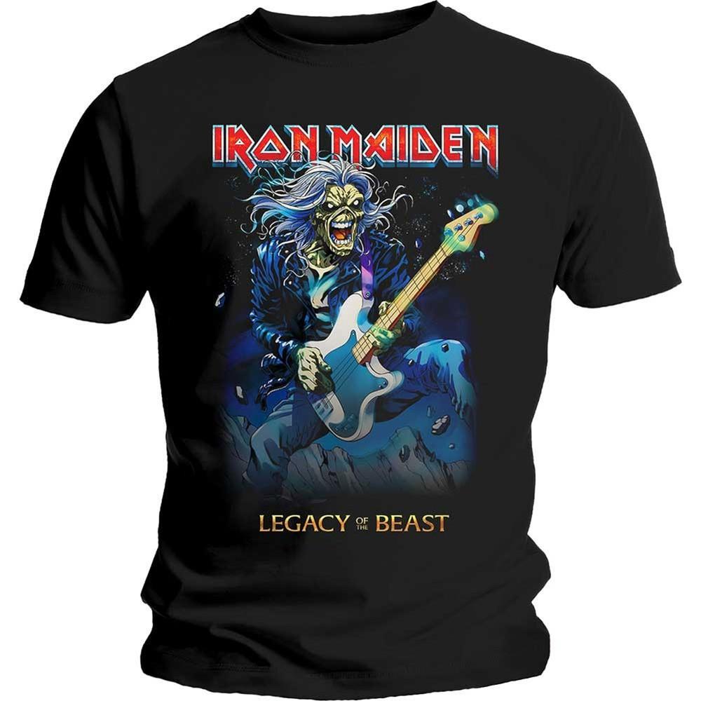 Iron Maiden Eddie On Bass Slim Fit T-shirt Large Black Unisex T-Shirt S