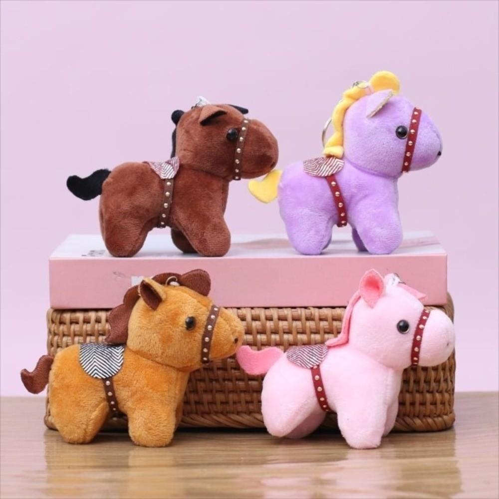 Mascot Doll Pony Pendant Cartoon Zodiac Pony Figurine Stuffed Animal Keyring Car Decoration