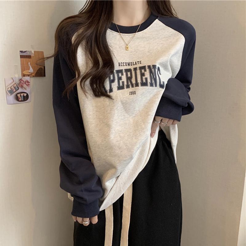 Damen Colorblock Raglan Langarm Fleecegefüttertes Oberteil - Trendige Frühling/Herbst Schicht