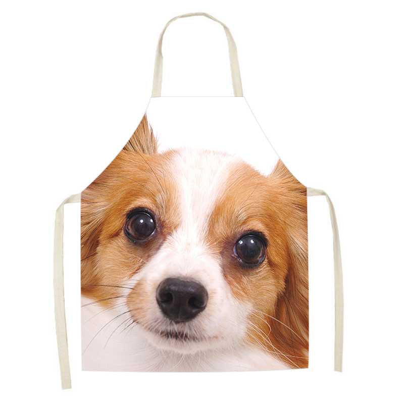 Bakery Cooking Kitchen Apron Cute Dog Pattern Printed Apron Women's Sleeveless Linen Apron Men's and Women's Children's Bibs