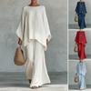 Nouveau Costume Deux Pièces Pantalon Casual Lâche Couleur Unie en Coton et Lin pour Femme