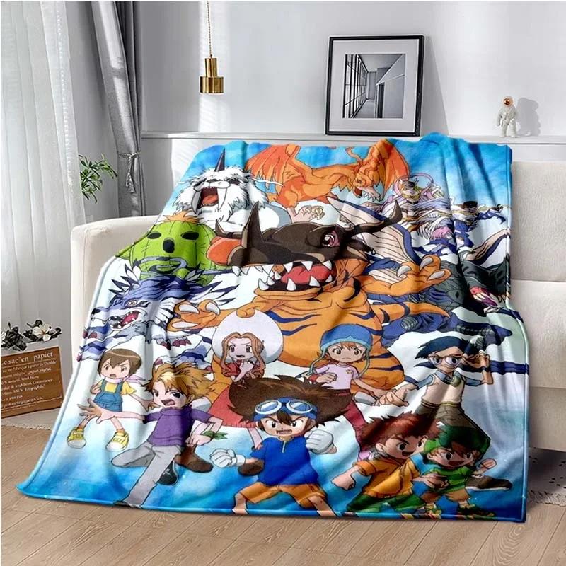 Japane Cartoon D-Digimon Throws Blanket Sofa Hiking Picnic Super Soft Quilt Bed Thermal Cute Anime Flannel Blanket Birthday Gift