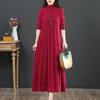 NEW Autumn Winter Covering Belly Dress Middle Aged Elderly Mother Retro Long Knitted Sweater Dresses Vestidos