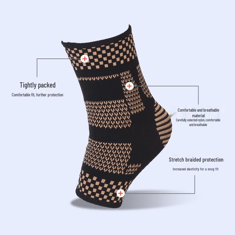 

Pressurized Copper Ion Knit Ankle Brace - Breathable Support for Outdoor Sports & Basketball L (10.5x24 cm)