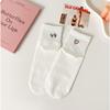 Spring Versatile Letter Heart Mid-calf Socks for Ladies, Breathable Cotton Socks