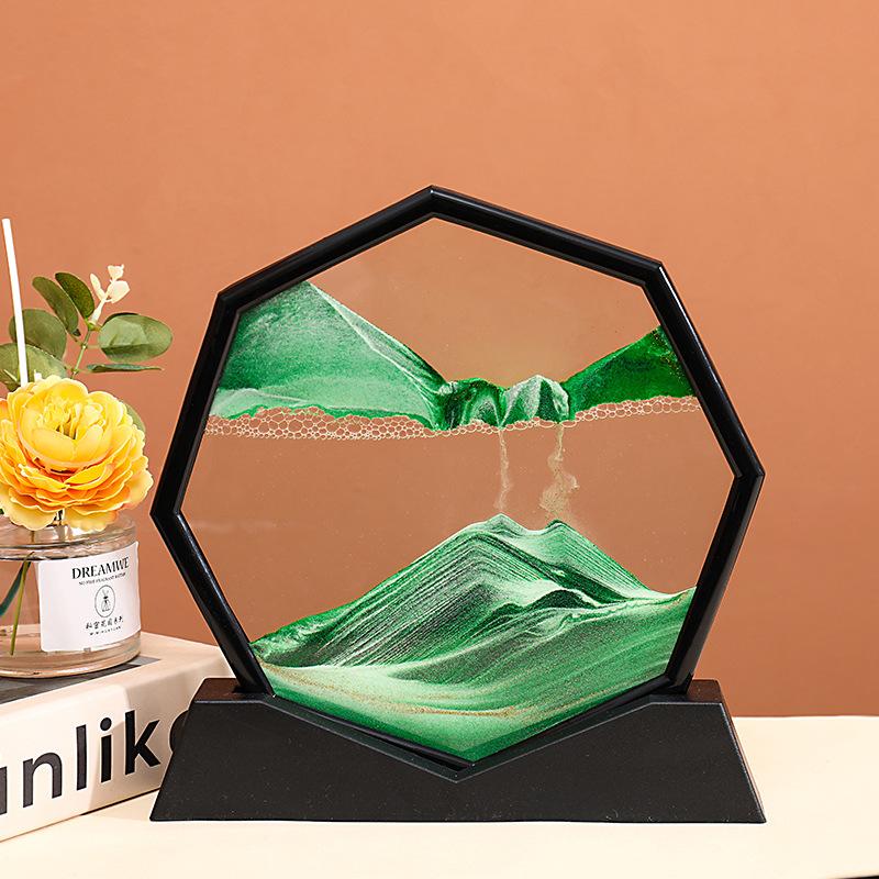 Sandscape Moving Sand Art Picture Quicksand 3D Liquid Hourglass Deep Sea Flowing Sand Painting Frame Office Home Decor Gifts