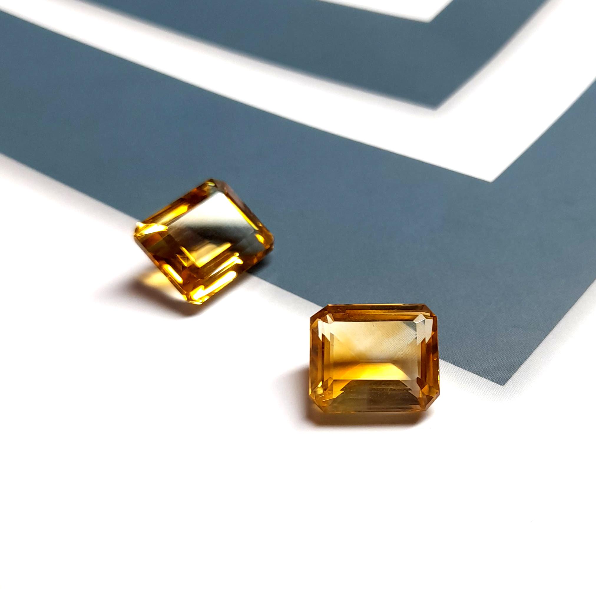 

Выдающийся цитрин россыпью, граненый, 2 шт., лот 19,45 карат, размер 14x12x7 мм