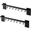 Yamazaki Film Kitchen Tool Bar with Can Also Store Pot W55 10413 X 2 Hooks, Hooks, Lids, Tower, Black,