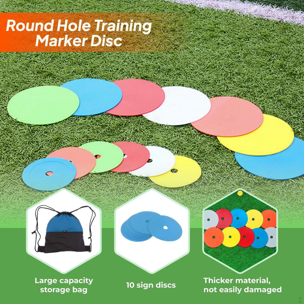 10 Flat Cone Markers for Sitting And Practicing Soccer.