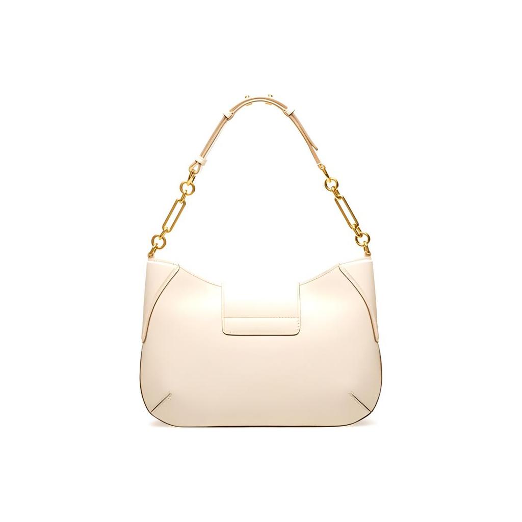 Bally Chain Underarm Bag Leather Shoulder Bag Women bags Beige 6239075-WHITE