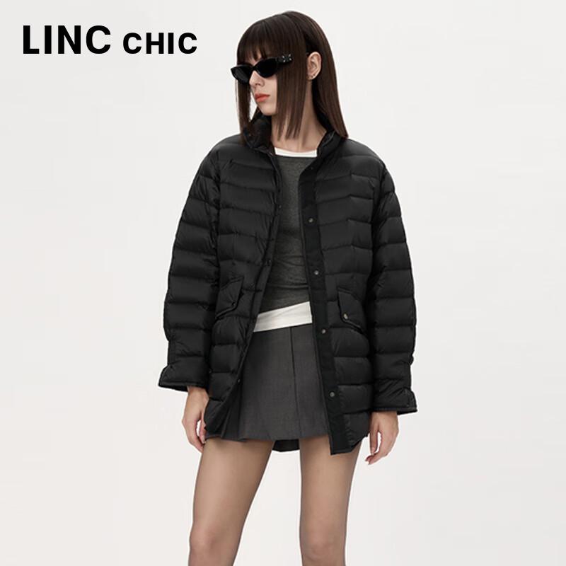 Jinyujie Damen Mittellange Stehkragen Leichte Daunenjacke