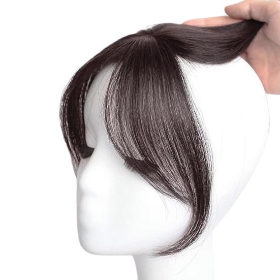 Women Clip-in Bangs Natural Wispy 3D French Bangs Forehead Hair Extensions Black Brown Side Bangs Fringe Wig Hairpieces