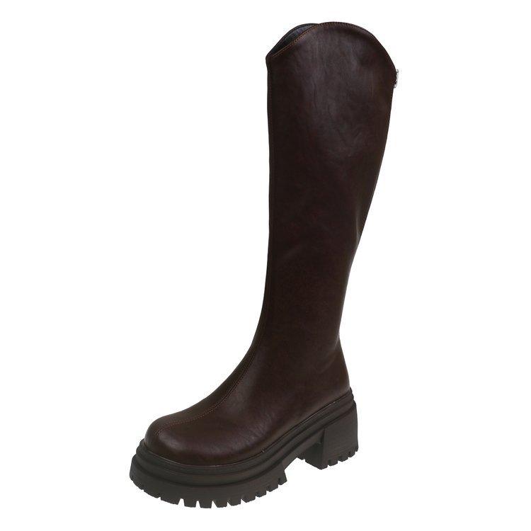 

Boots Women s boots Autumn and winter 2025 new V-mouth high-heeled thick-soled thin but knee knight boots thin boots 40 коричневый