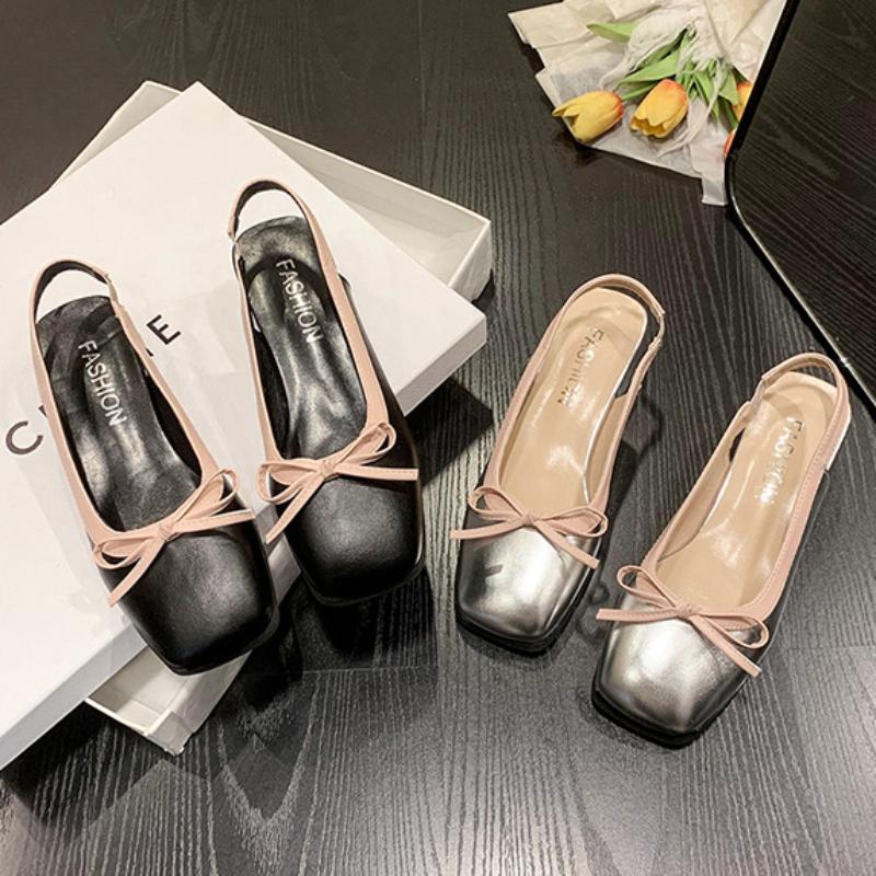 Women Summer Bow Mary Jane Sandals Designer Chunky Dress Shoes Female Summer New Slingback Walking Pumps Party Mujer Zapatos