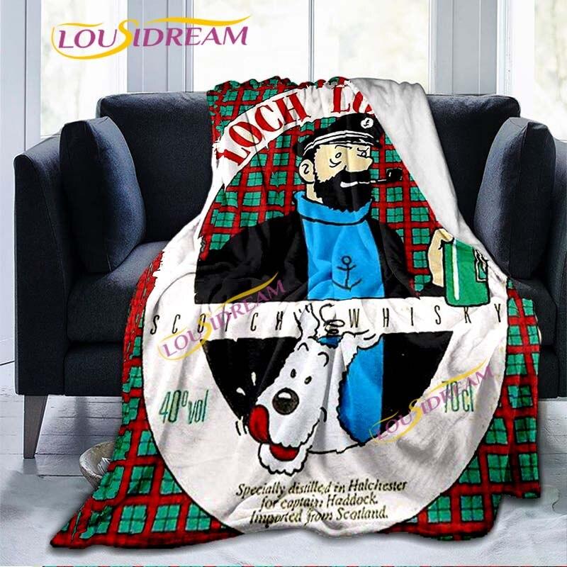 

The Adventures of Tintin Blanket Flannel Blankets 3D Cartoon Print Blankets Adults Children Bedspread Throw Blankets Sofa Decor 75x90cm