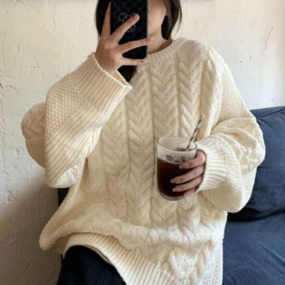 Navava Loose Fit Cable Knit Sweater Nk2659