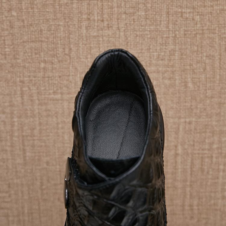 Fashion New men's leather boots for autumn and winter, warm fleece boots, crocodile leather patterned men's shoes for winter A 20