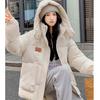 Korean Style Loose Down Cotton Jacket for Women with Designer Green Color and Hooded