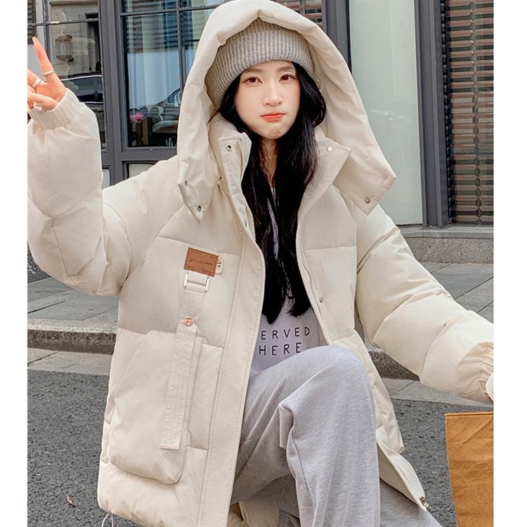 Korean Style Loose Down Cotton Jacket for Women with Designer Green Color and Hooded