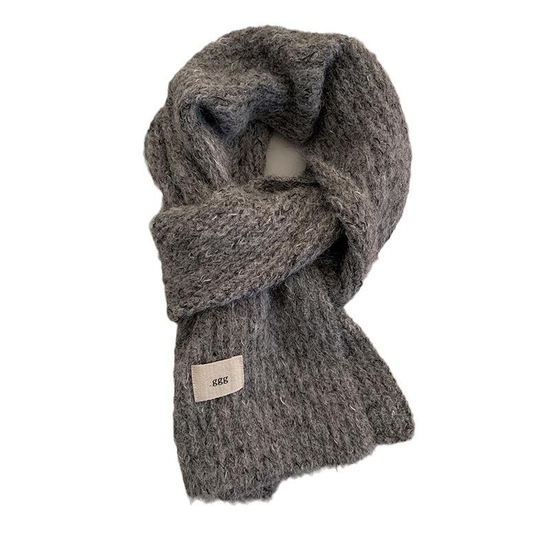 Women's Winter High End Scarf Versatile and Cute Blue Knitted Wool Neck Scarf Neck Protector Korean Style Student Trend