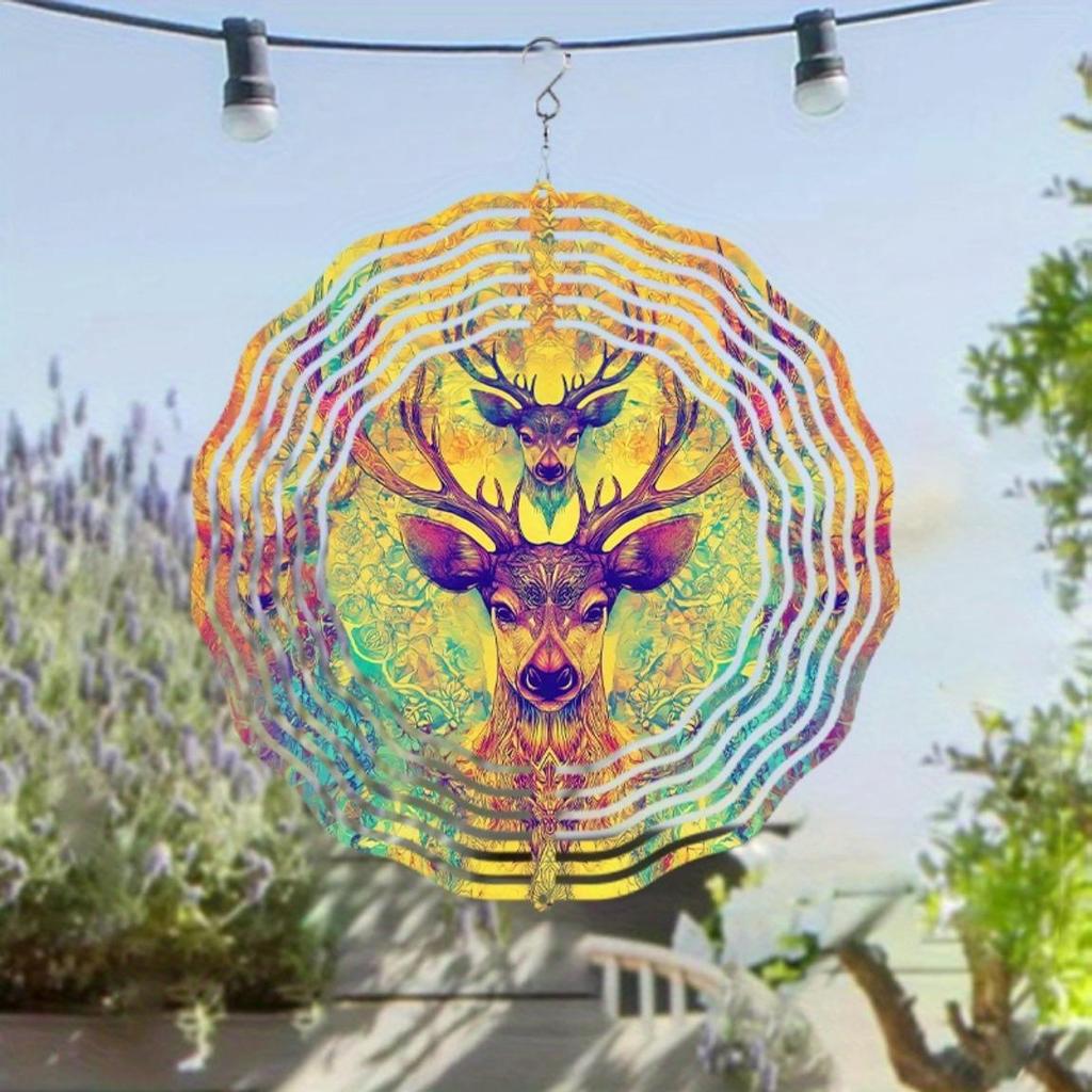 360 Degree Rotating Hook Metal Wind Chime 25.4cm for Garden Lawn Decoration Perfect Gift for Friends Spring Summer Outdoor Hanging Ornament