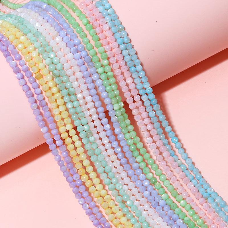 

Macaron Color Freshwater Shell Bracelet Round Beads DIY Necklace Jewelry Accessories