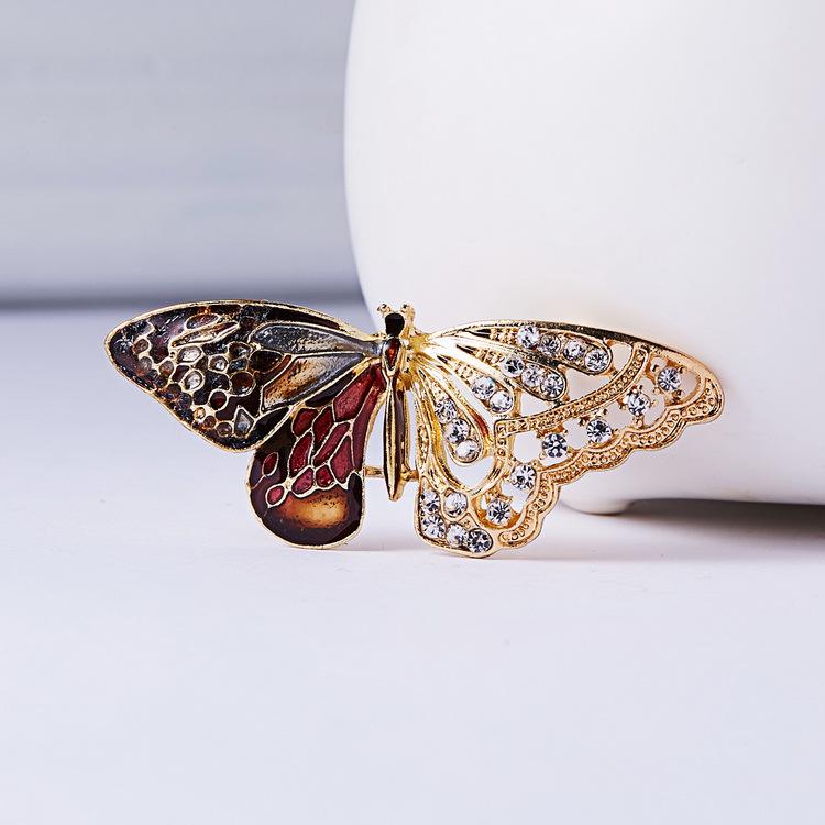 Vintage Butterfly Wings Brooch Elegant Animal Rhinestone Insect Pin Badge Wedding Party Jewelry