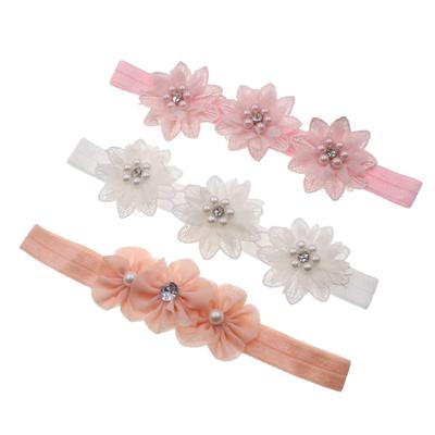 Chiffonblume Baby Stirnband mit Gummizug und Perlen