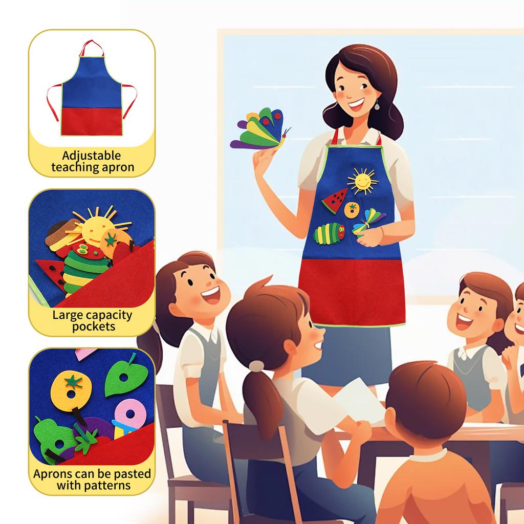 Filztafel Geschichten-Spielzeugset, Zubehör für das Bilderbuch „Die kleine Raupe Nimmersatt“ 35 Stück, Schürze Lernmaterialien für die Früherziehung