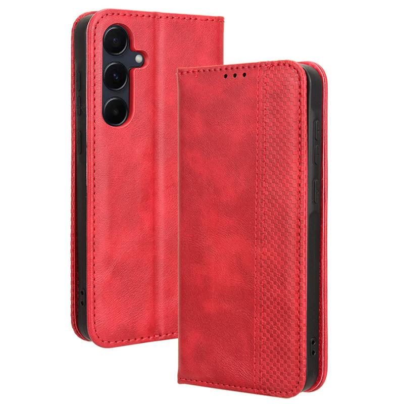 For Samsung Galaxy A55 5G leather retro self-attaching phone case Of Galaxy A55 case flip magnetic wallet cover