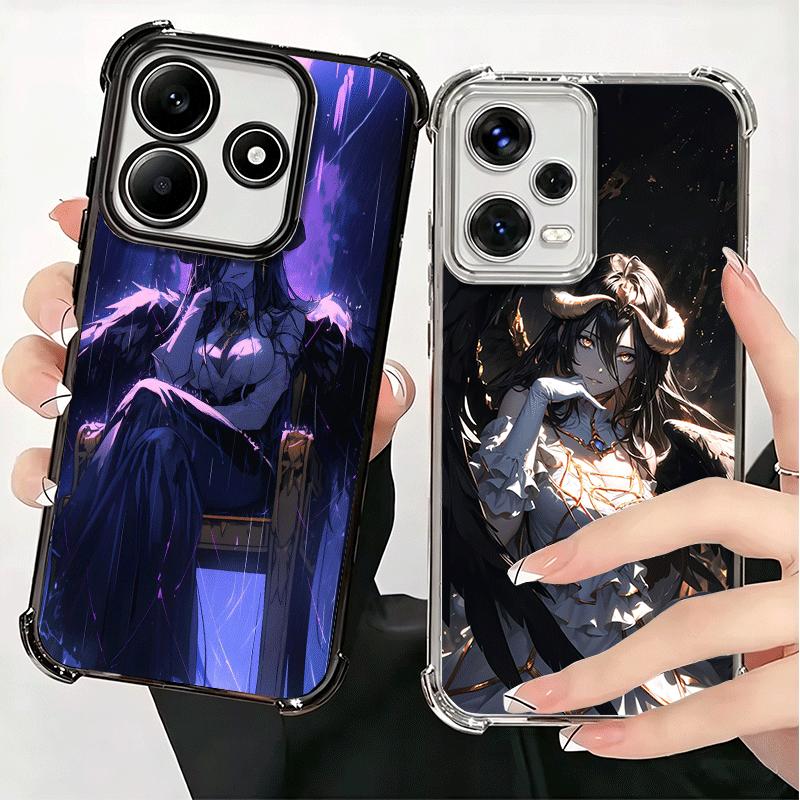 Albedo O-Overlords Anime Plating Phone Case For Xiaomi Redmi Note 14 15 Pro Plus 13 12 11 11S 11T 10 9S 9 5G Anti-Fall Airabag C