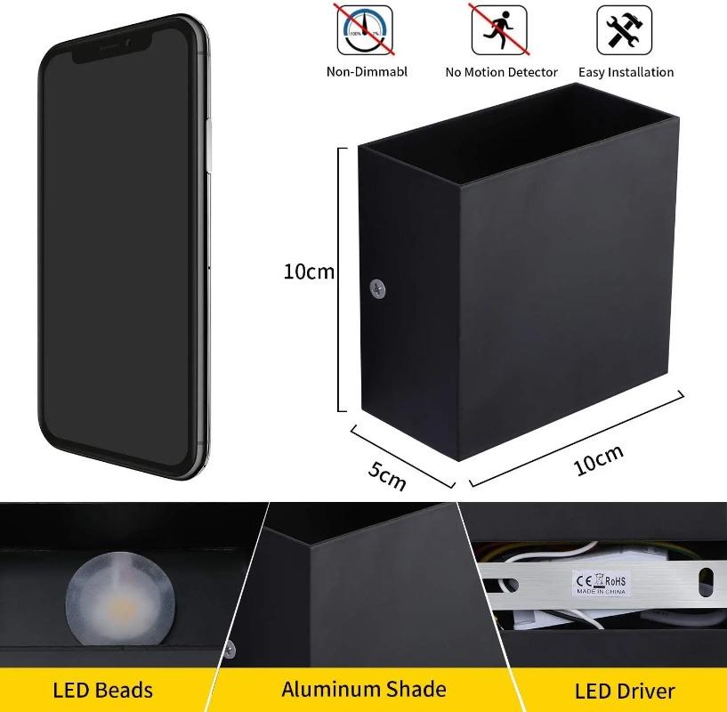 LED Wall Light with Hard Wire Connection Adjustable Up and Down Mini Metal Material Suitable for Decoration Bedrooms Corridors