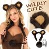 Furry Brown Bear Ears Headband Set for Costume Party Theme Events