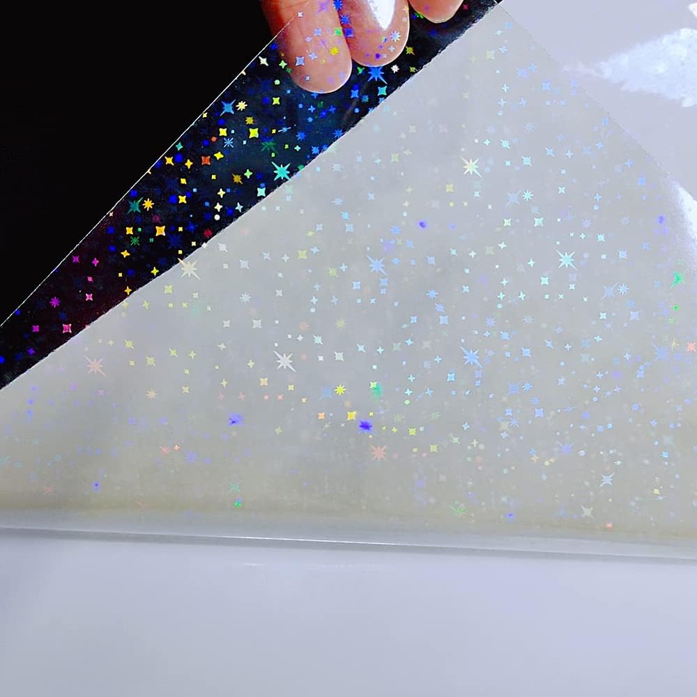 20 Sheets Stars Holographic Sticker Paper A4 Size Rainbow Laminating Film Holographic Self-Adhesive Laminted Film