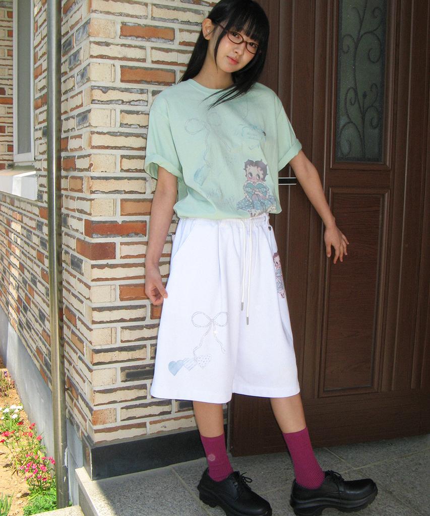 RONRON Betty Boop Dreamy Ribbon Over Fit T Shirt Mint