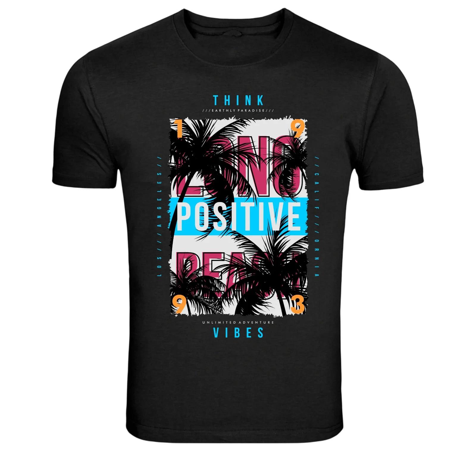 No Positive Vibes Palm Trees Summer Graphic T-Shirt M