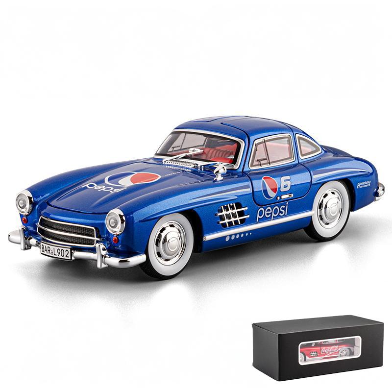 1:24 Benz 300SL Coca Cola Pepsi Cola Classic Vintage Car Alloy Diecast Model Car Front Desk Display Decoration Ornaments Holiday