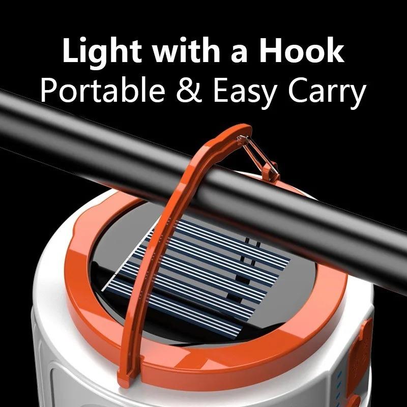 Solar Light Bulb Camping Emergency Light USB Rechargeable Portable Outdoor with 5 Modes for Tent Hiking Power Emergency Outage