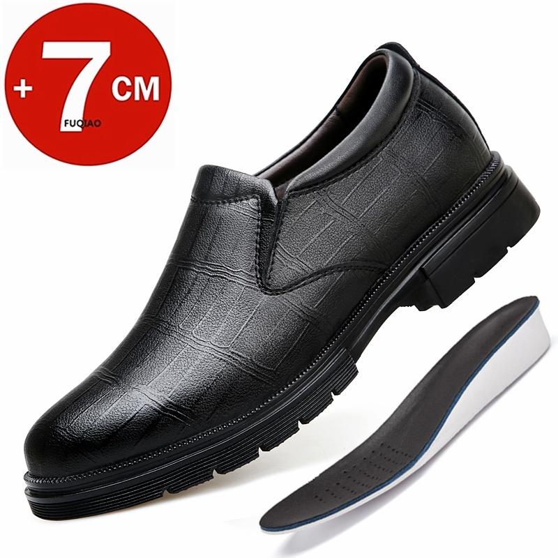 

Big Size Elevator Loafers Wedding Men Leather Shoes Business British Formal Dress Shoes Height Increase Insole 7CM Lift Moccasin 35