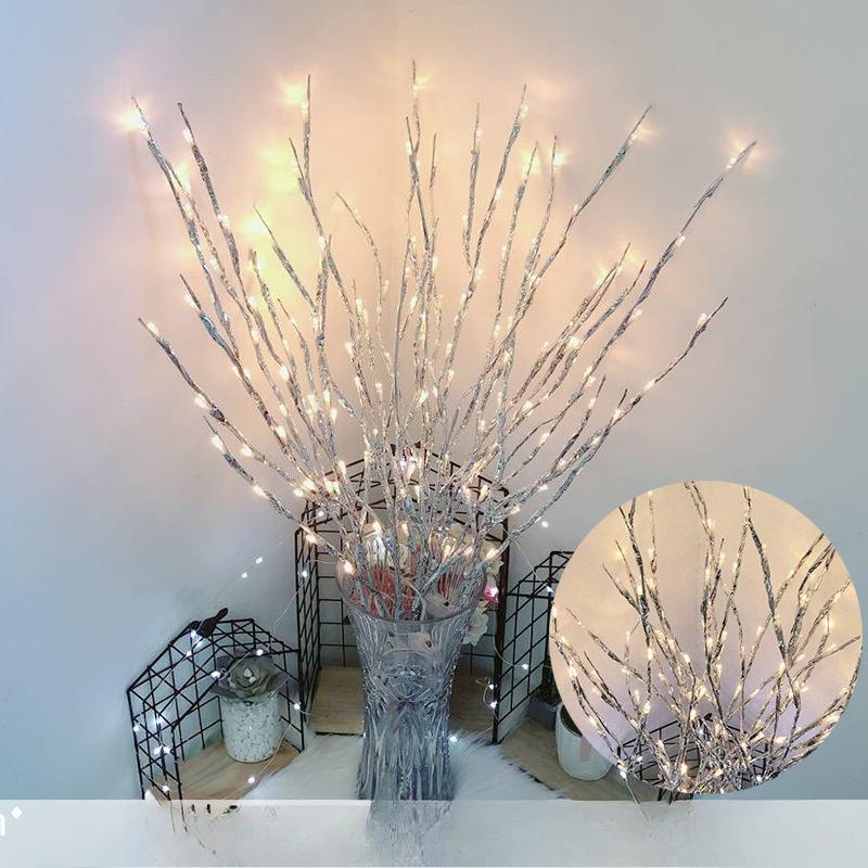 1 PC White Birch Branch Lights Battery Operated 20 LED Fairy Lights Willow Branches for Home Bedroom Inside Outdoor Decoration