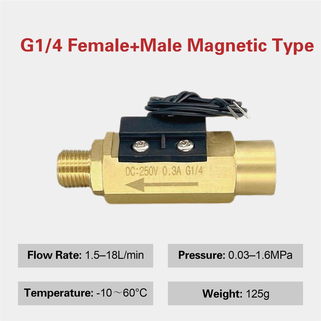 Brass Flow Switch Flow Meter Flowmeter 1.5‑3L/min G1/4 G1/2 Low Flow Water Normally Open Magnetic Spring Sensor Industrial