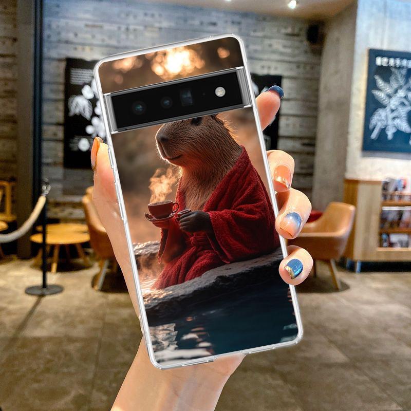 Phone Case Cover for Google Pixel 9 8 7 6 5 4 4XL 7A 6A 5A 4A 3A Pro XL Transparent Soft TPU Shell Cute Cartoon Capybara Pattern