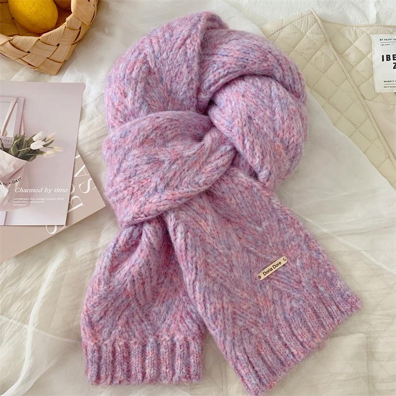 Wool Knitted Scarf for Women in Autumn and Winter New Style Korean Style Versatile High End Thickened Warm Student Scarf
