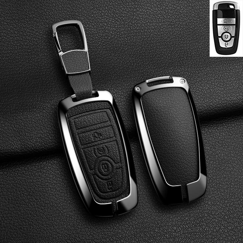 Zinc Alloy Leather For Lincoln Corsair Nautilus Aviator Navigator Continental Car Key Case Shell Keychain Keyring Car Key Cover