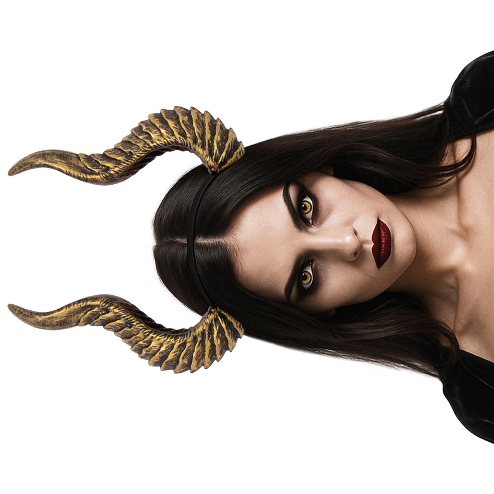 

Elegant Devil Horns Headbands Costume Event Parties Cosplay Headpiece Adjustable Gothic Hair Accessory For Women Men золотой